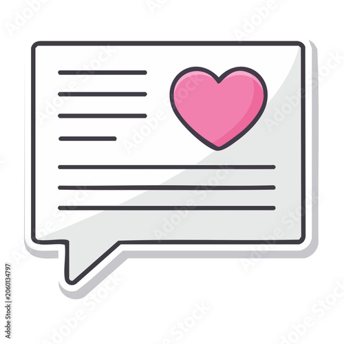 Pink heart in speech bubble icon
