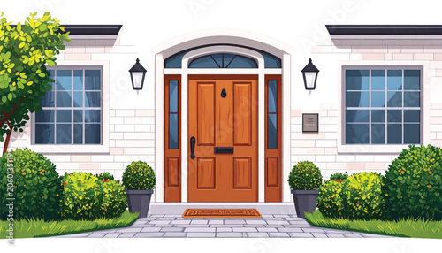 Brown Wooden Front Entrance Door.