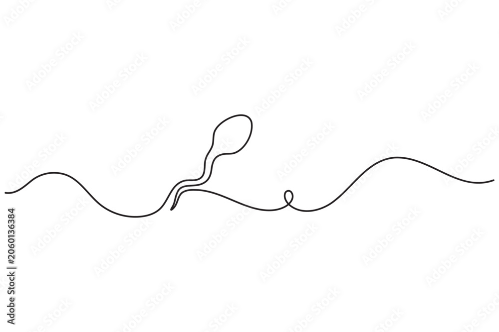 Obraz premium Sperm cell continuous line art minimalist outline icon for fertility concept