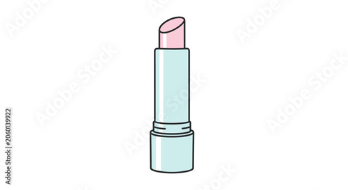 Minimalist illustration of a light pink lipstick tube on a white background