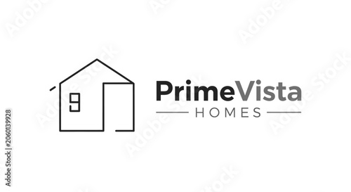 Minimalist house outline with modern real estate company brand identity
