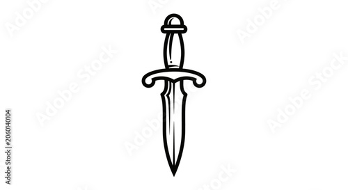Simple black line drawing of a dagger on white background