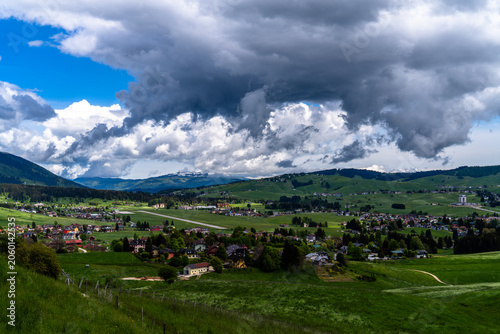 Storm Clouds Above Rural Mountain Village