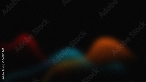 Abstract blurred light waves on black background, colorful glowing smoke trails, soft neon gradient curves for cinematic overlay