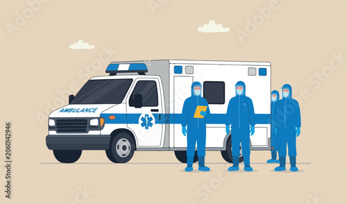 Fotografie Social Distancing, stay at home COVID-19 virus outbreak, employee work home prev