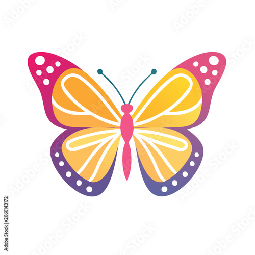 Flat design butterfly with flowers vector