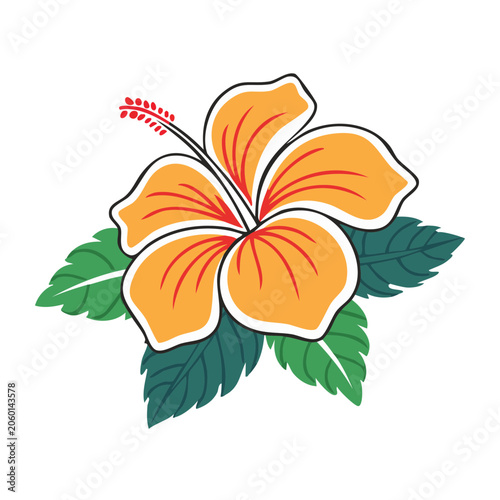 Orange tulip flower flat design vector