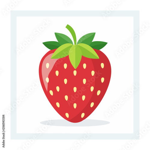 Strawberry with leaf flat design isolated