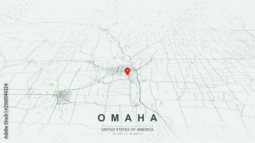 Slika na platnu Modern minimalist vector map of Omaha, Nebraska, USA