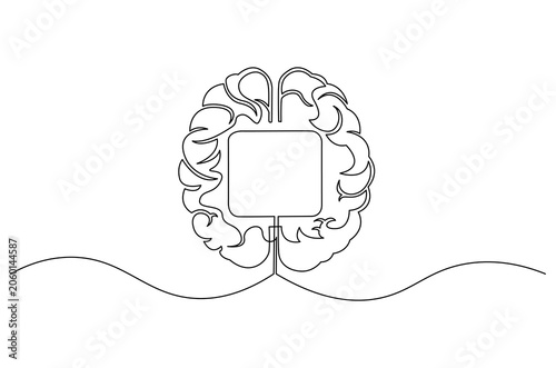 Continuous one line drawing of AI technology icons for web and mobile app. Single line drawing illustration of Machine learning.  Smart robotic concept vector art. Doodle line illustration.