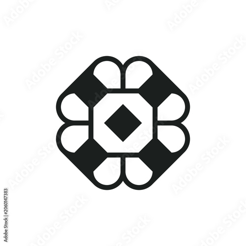 Geometric Flower Diamond Emblem Logo
