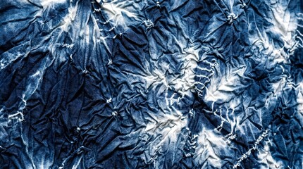 Authentic Japanese Shibori Indigo Tie Dye Fabric Texture Background