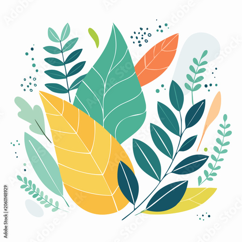 Abstract Colorful Leaves Pattern