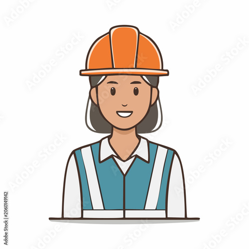 Female construction worker in hard hat and safety vest
