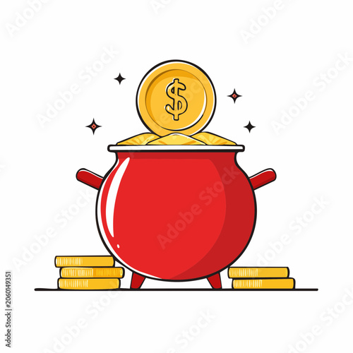 Pot of Gold with Dollar Coins