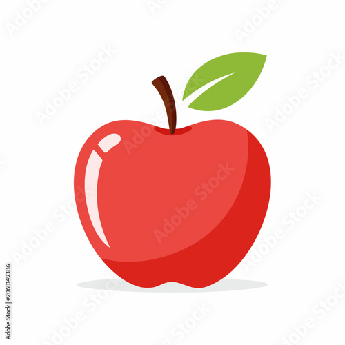 Red Apple with Green Leaf Icon