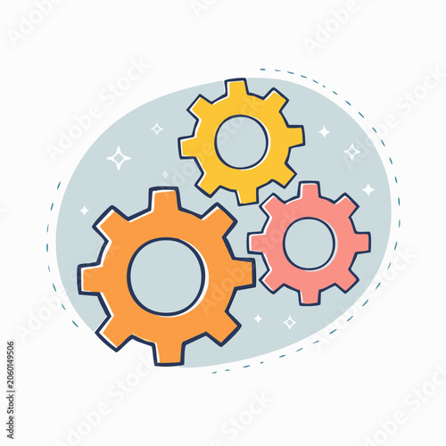 Three Interlocking Gears Illustration