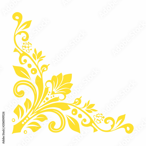Yellow floral corner ornament