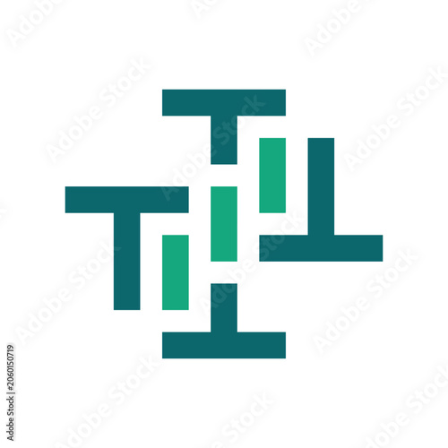 Letter T Chart Bar Progress Logo