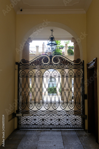 Old building along via Santa Maria alla Porta in Milan, Italy. Entryway