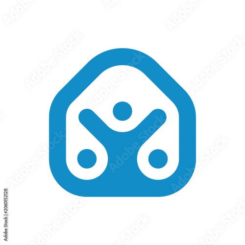 Happy Family Joyful Relationship House Logo