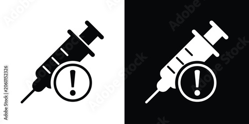 Foto Vaccine warning or injection caution alert vector icon