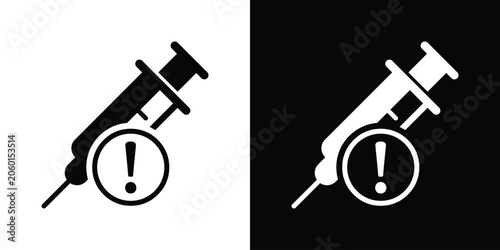 Foto Vaccine warning or injection caution alert vector icon