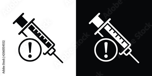 Fényképezés Vaccine warning or injection caution alert vector icon