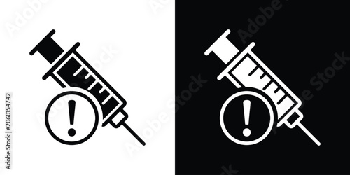 Foto Vaccine warning or injection caution alert vector icon