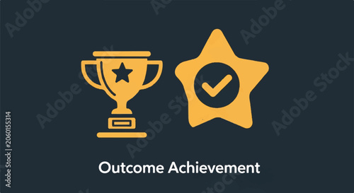 Award Trophy and Star Emblem Celebrating Outcome Achievement.