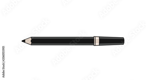 Sleek black cosmetic pencil with gold tip for makeup application and beauty routine