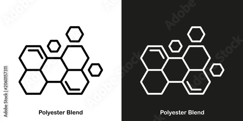 Polyester Blend. Vector editable line icon on two backgrounds.