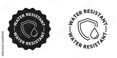 Tableau sur toile Water resistant label for material. Editable icon.