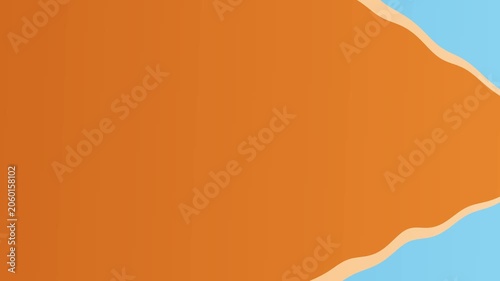 Top View Tugboat Sailing Through Orange Ocean Waves