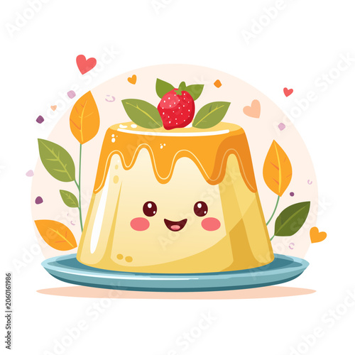 Flat design birthday cake with strawberries