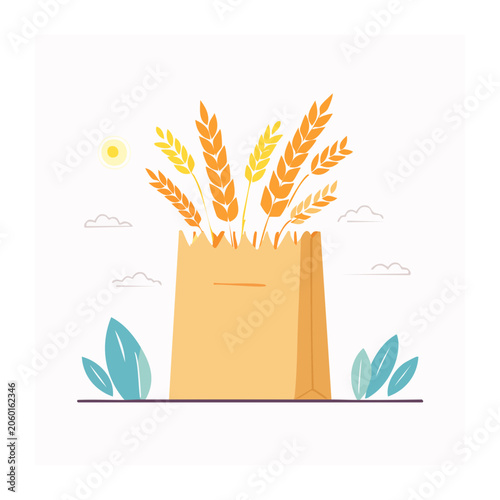Flat design sun with palm leaves vector