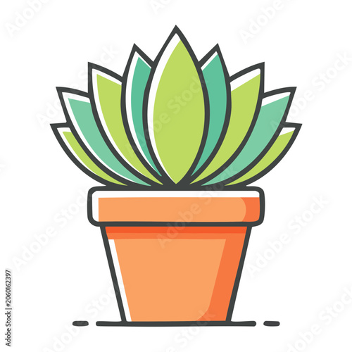 Lotus flower in orange vase flat design