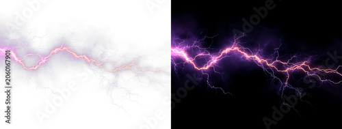 Foto Radiant purple lightning streaks flashing across black background PNG