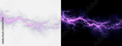 Εκτύπωση καμβά Glowing amethyst thunderbolt isolated with transparent background PNG