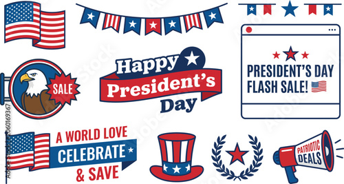 Foto President's Day Patriotic Flash Sale Banner and Icon Set