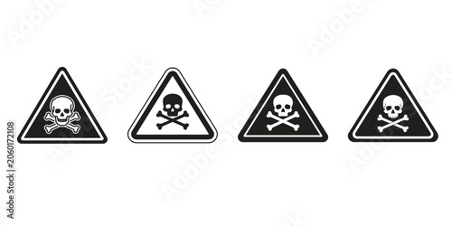 Foto Black White Skull Crossbones Danger Poison Toxic Warning Sign Set
