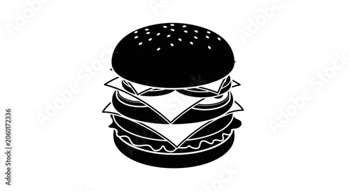 Photos Cheeseburger icon depicts a classic fast food meal, symbolizing casual dining, takeout culture, and the popular American culinary staple often found on menus in restaurants and food establishments