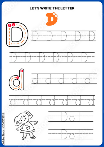 Fotografie Alphabet worksheet writing the letter D template