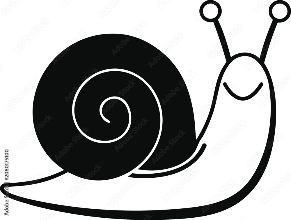 Fototapeta premium Cute cartoon snail icon, simple vector illustration of a snail with a shell
