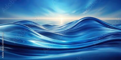 Serene Ocean Waves at Sunset A Digital Rendering of Smooth, Flowing Water Under a Bright Sky