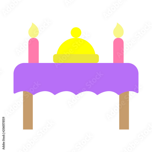 Tableau sur toile Candlelit Table Vector Flat Icon Design