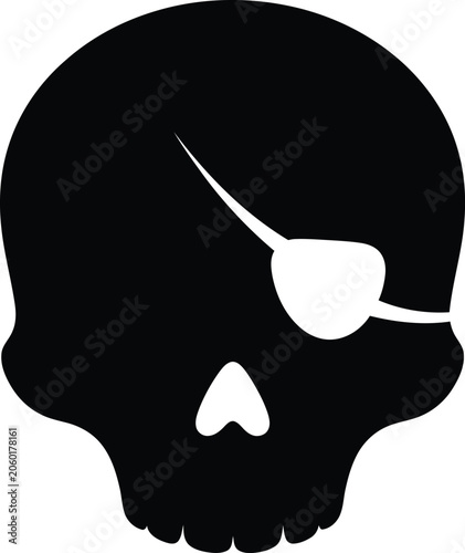 Schilderij op canvas Minimalist vector illustration of a pirate skull with eye patch