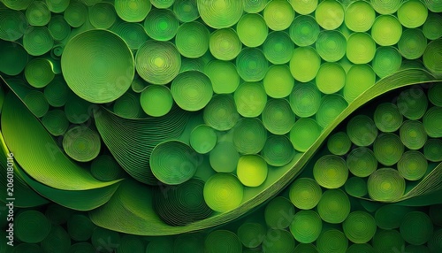 Green Abstract Background With Circles Made With Generative Ai