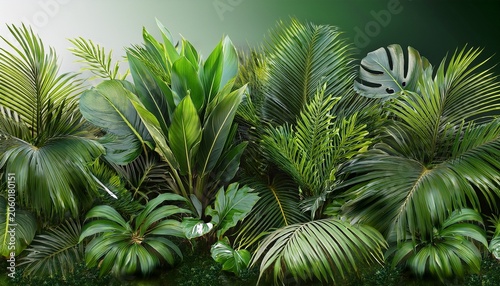 Lush Green Tropical Plants Create Vibrant Natural Border