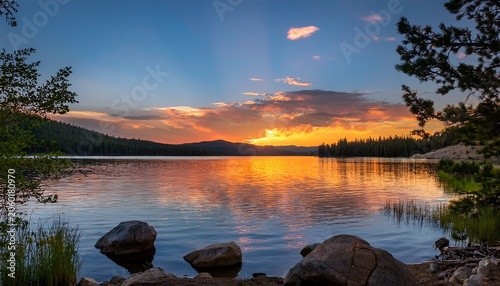 A Sunset At Alice Lake In Central Idaho On A Summer Evening